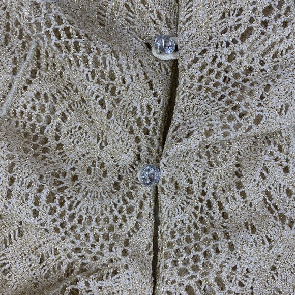 Womens Small Y2K Beige Lace Ruffle Blouse Cardigan Flared 3/4 Sleeves - Picture 8 of 11